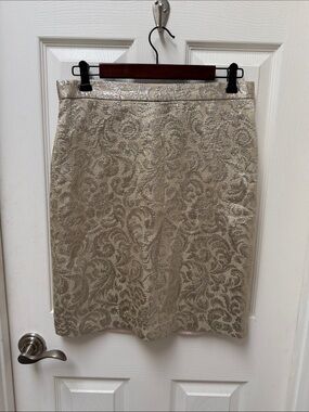 Wendy Hil Champagne Jacquard Pencil Skirt